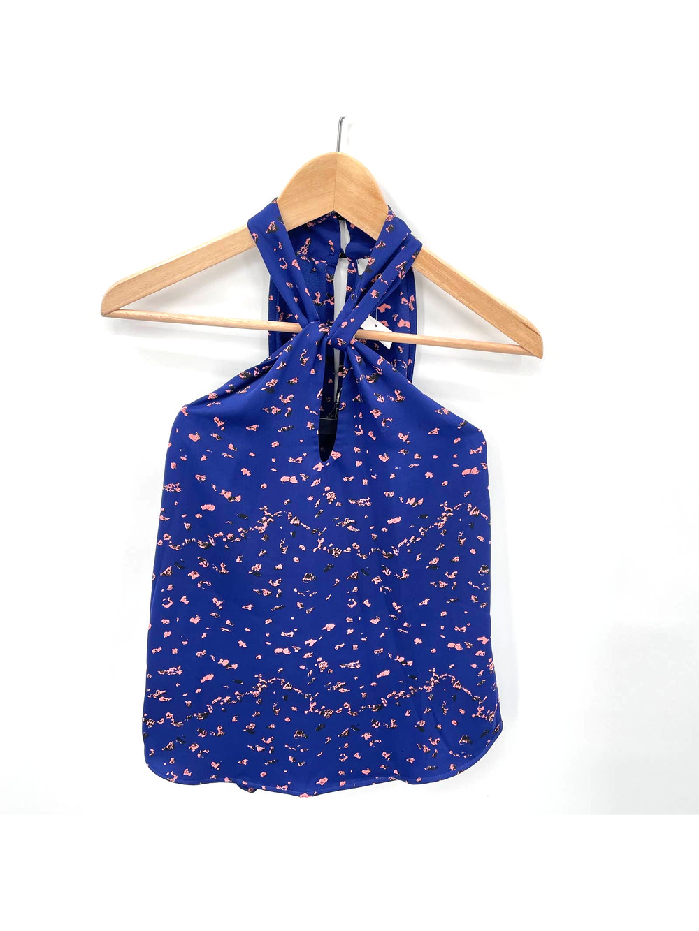 EVEREVE NWT Allison Joy Blue Halter Neck Blouse // XS